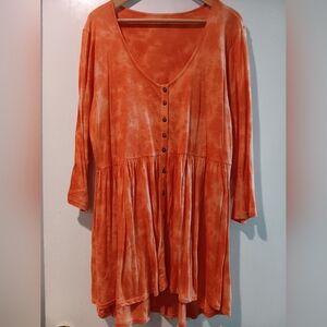 Orange Button-Down Women's Top